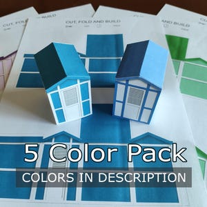 Diorama cabina del mare Riccione, paper craft 3d, set 10 modelli, 5 colori, da stampare e montare, arredo casa, instant download