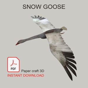 Snow Goose Paper Craft 3D, Kit Fai da Te, uccello in carta da costruire, Miniatura,  Instant Download PDF da stampare, realistico