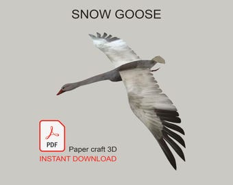 Snow Goose Paper Cut 3D DIY Kit, Paper Bird to Build, Miniature, Instant Download PDF to Print, Realistic