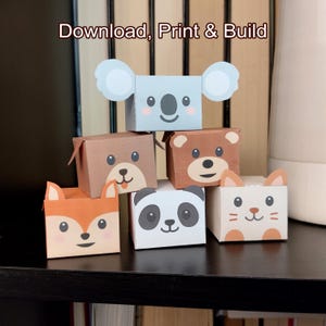Animaletti chibi, Taglia Piega Incolla, Mini Scatolette o Bomboniere Set da 6, Lavoretti bambini, Animali, PDF, Artigianato con la carta
