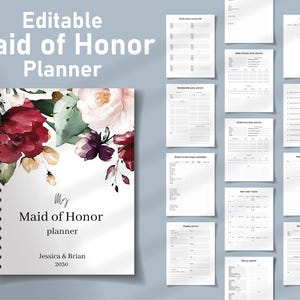Planner stampabile per damigelle d'onore, damigelle d'onore divertenti, planner per la damigella d'onore, lista di controllo per la damigella d'onore, discorso della damigella d'onore, biglietto d'auguri per la damigella d'onore