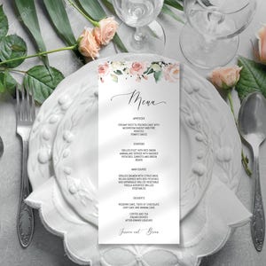 Boho Wedding Menu Card Download