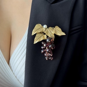 Handmade Purple Grape Brooch: Art Deco Palace Style