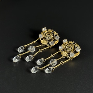 Vintage rose tassel earrings, flower earrings, boho earrings