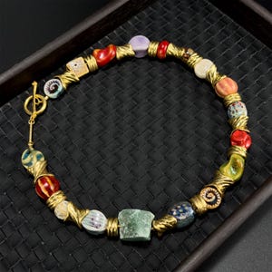 Vintage palace style gemstone necklace, ethnic necklace, tribal necklace, party necklace