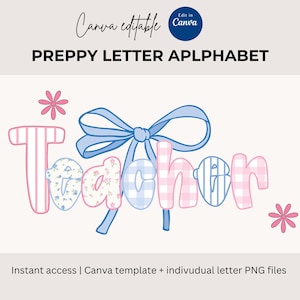 Floral Alphabet PNG Bundle: Retro Preppy Font, Coquette Style (Digital Download)