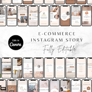 150 Ecommerce Instagram Canva Templates: Social Media Marketing Bundle