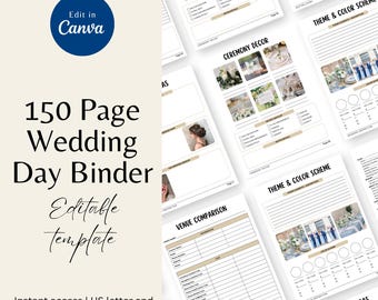 Wedding Planner Binder Template: Customizable Canva Itinerary (Digital Download, Printable)