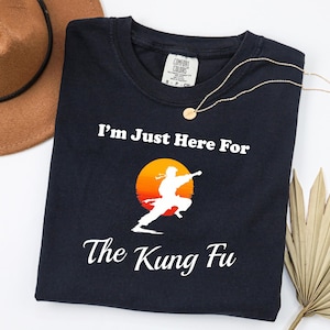Here For The Kung Fu Martial Arts Tee, karatekleding, cadeau vechter, Wushu T-shirt, Shaolin top T-shirt uniseks cadeau voor vechtsporter