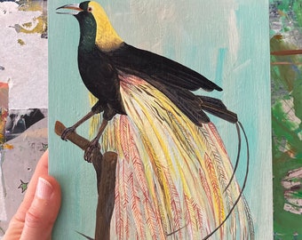 Greater Bird of Paradise ~ 6x8 inch ~ Acrylic painting on birch plywood panel