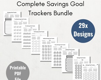 Printable ULTIMATE BUNDLE Savings Tracker Challenge | Minimalist | Digital PDF Download Budget Tracker Money Saving Planner Insert | 4 Sizes