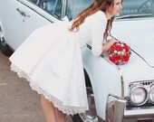 Short Wedding Dress with Sleeves and Pockets - Janie Jones