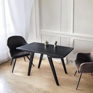 Rectangular black Transformer Table 2-in-1 – Solid Wood Coffee & Dining Table – Adjustable Height – Handmade Compact Wooden Furniture