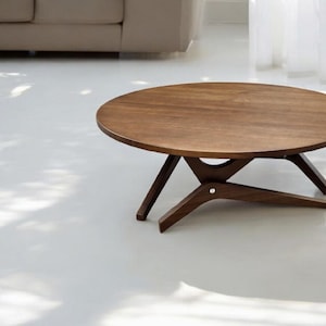 Round Transformer Table: Handmade Solid Wood Adjustable Coffee Dining Table