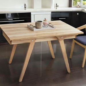 Compact 2-in-1 transformer dining table - solid wood dining and coffee table - adjustable height - handmade - compact furniture | Rustic