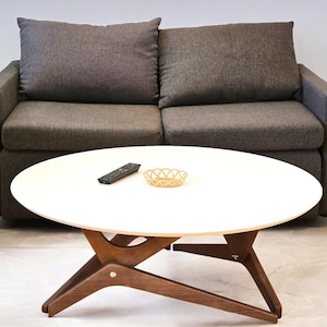 White Round Transformer Table: Handmade Solid Wood Coffee & Dining Table