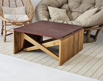 Solid Wood Transformer Table: Adjustable Height Coffee to Dining Table