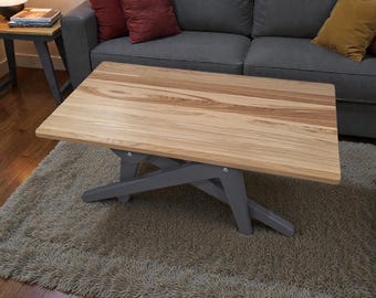 Solid Oak Transformer Table – Handmade Adjustable Height Coffee to Dining Furniture