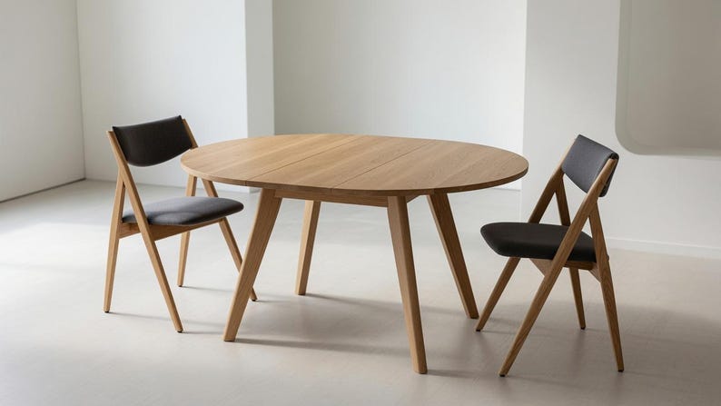 Table Ronde Extensible Weba Table transformable extensible ronde en chêne – Hauteur réglable pour ...