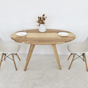 Handmade Oval Wood Transformer Table: Adjustable Height Coffee & Dining Table