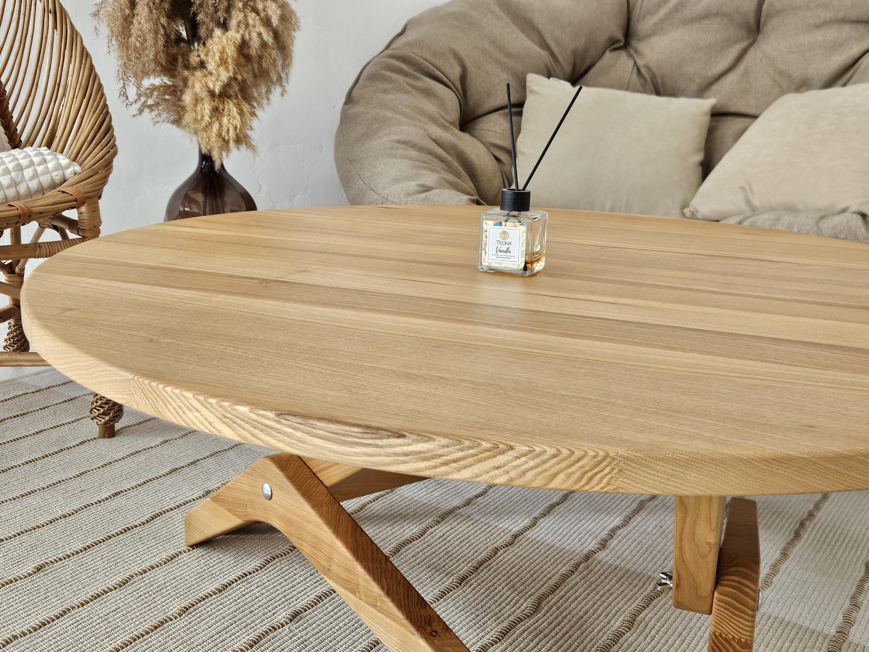 Round Oak Transformer Table: Handmade Solid Wood Coffee to Dining Table ...