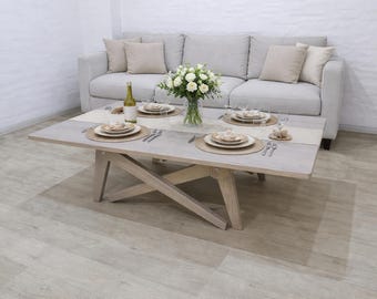 Solid Wood Transformer Table – Adjustable Coffee to Dining Height, Modern Minimalist Design