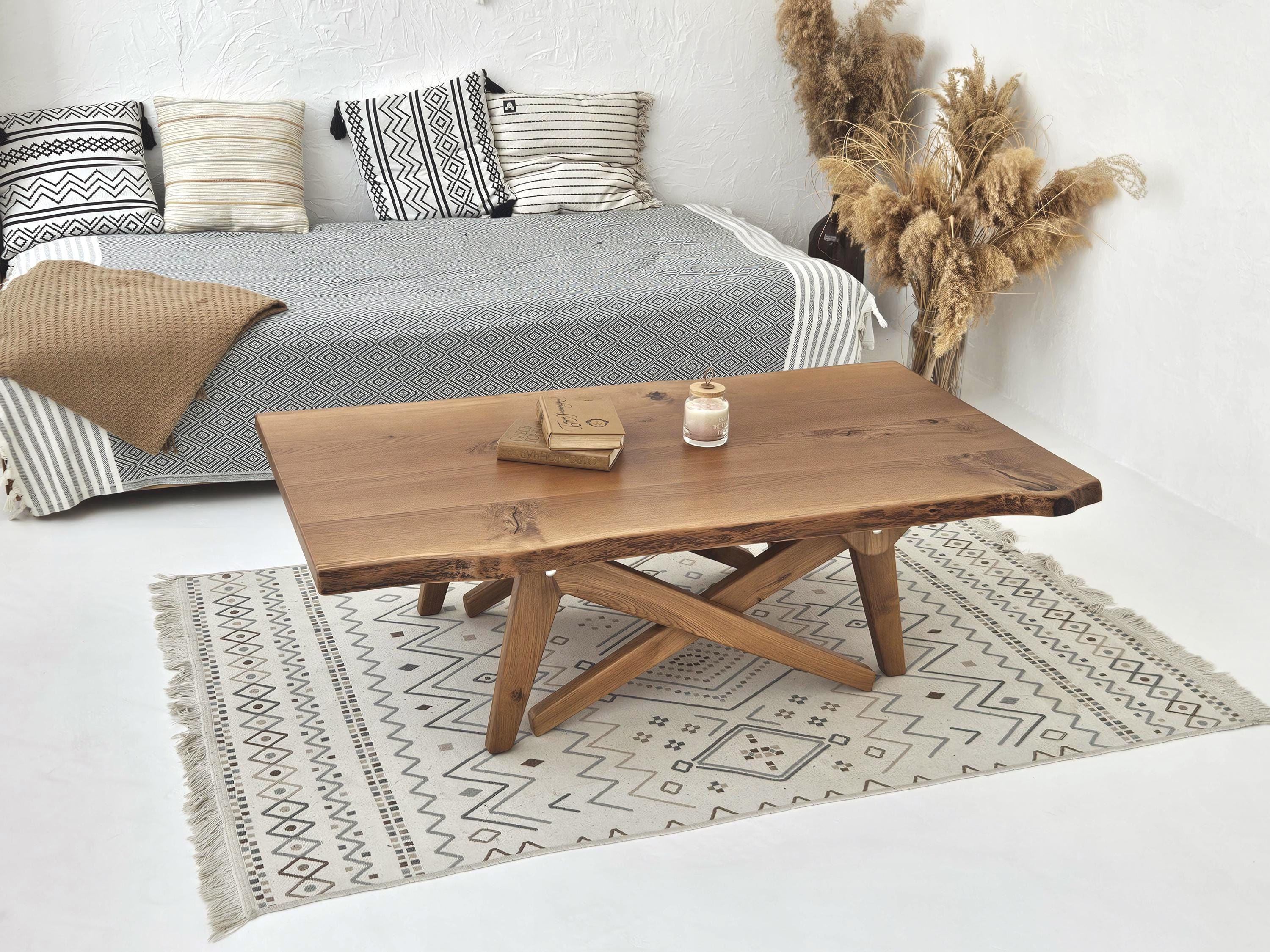 Live Edge Oak Transformer Table: Adjustable Height Coffee to Dining - Etsy