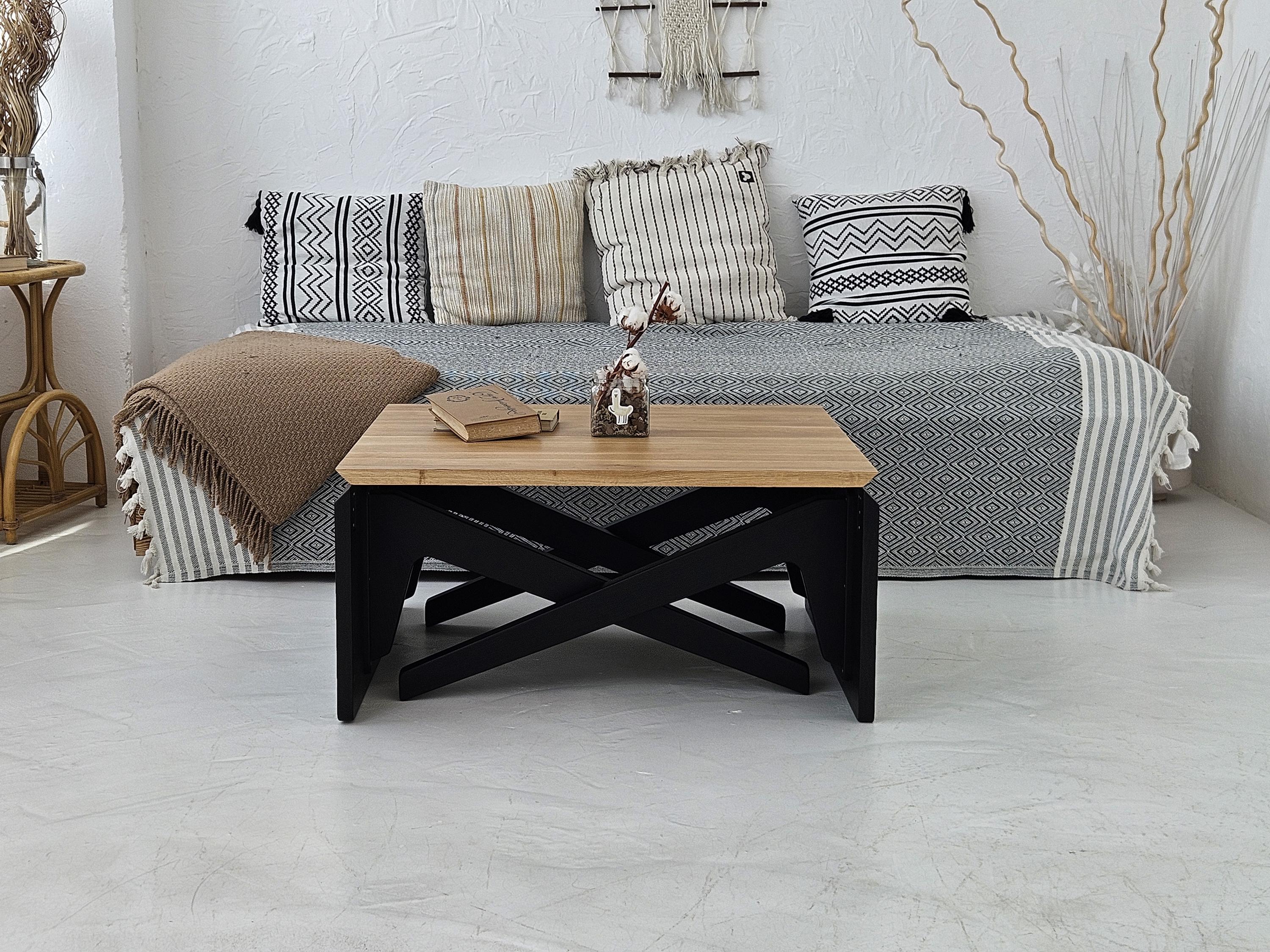 Solid Wood Oak Transformer Table – Adjustable Height Coffee and Dining ...