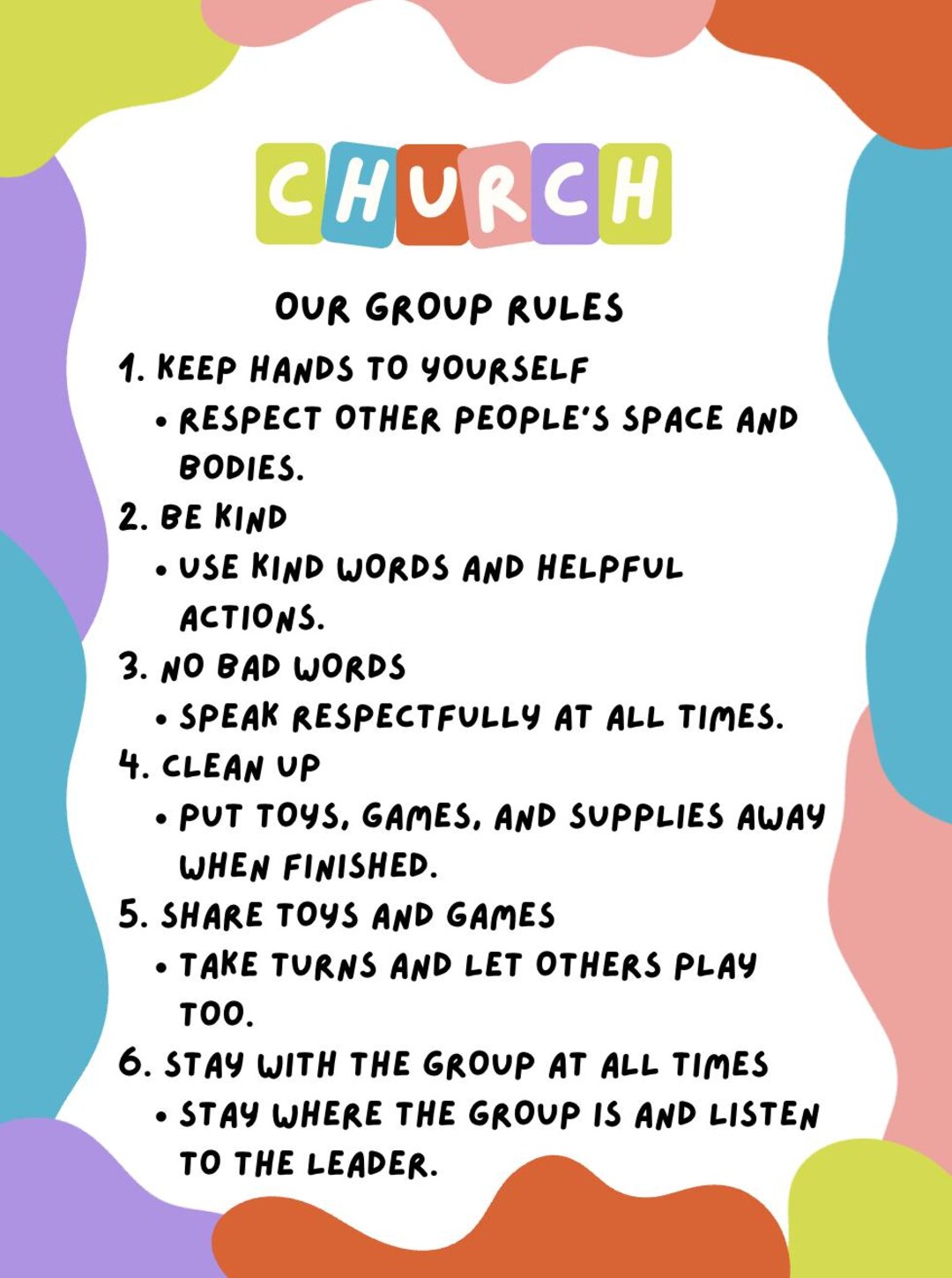 Support Group Rules.pdf Church Group Rules Visual for Autism - Social Skills Support- Printable ...