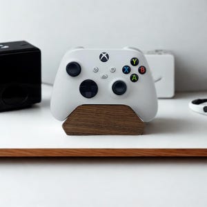 Handgemaakte gamecontrollerhouder van zwart walnoothout | Premium gamingdock voor Xbox, Switch en PS