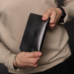 Personalized Black Leather Men's Clutch Purse, Brown Small Anniversary Gift For Boyfriend, Cute Wallet Leather For Him
