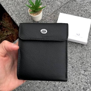 Kompakte Leder Brieftasche für Männer, hochwertige Brieftasche für Münzen, Visitenkarten und Dokumente, Einzigartiges Geschenk für Freund oder Papa