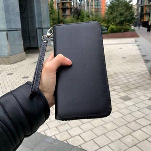 Quality Black Leather Unisex Clutch, Wallet for Men and Women, Leather Coin Purse, Birthday Gift for Him or Her
