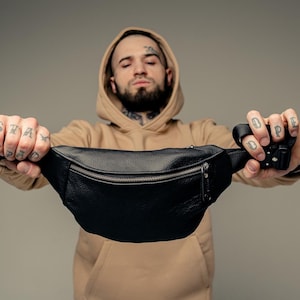 Crossbody Bag for Men, Stylish Leather Hip Bag, Fanny Pack, Handmade Leather Gift, Perfect Birthday Gift for Him