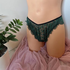 Sissy Lingerie For Men, Lace Mens Thong,  Panties for Transgender, Green Lace Panties for Crossdressing Men, Sheer panties for men, femboy