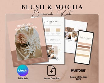 Blush & Mocha Brand Kit Template • Editable Canva Branding Board • Small Business Logo Palette • Aesthetic Moodboard • Premade Brand Kit
