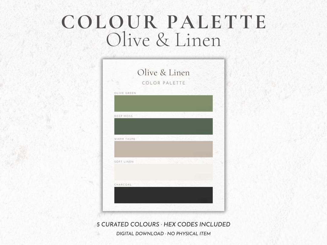 Olive & Linen Colour Palette | Muted Olive Green Neutrals | HEX RGB ...