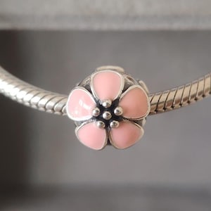 Pink Cherry Blossom Flower Clip Charm fits Pandora Bracelets,Handmade Charmt,Fashion Jewelry Gift For Her 925 Silver Charm for Woman Girl