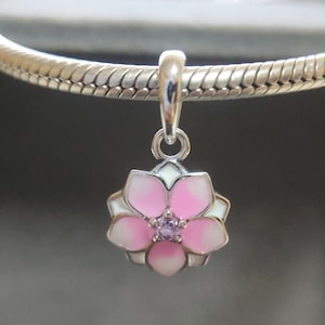 アクセサリー Magnolia Bloom Dangle Charm/14k Heart NEW Genuine Pandora Silver Magnolia Bloom Dangle CZ Charm