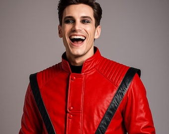 Kids Michael Jackson Thriller Jacket: Red Faux Leather Costume