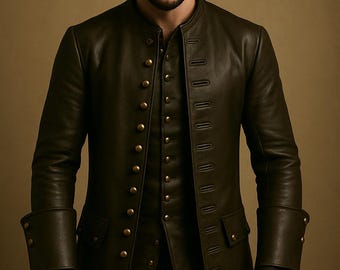 Cappotto in pelle marrone fatto a mano: cosplay rinascimentale steampunk