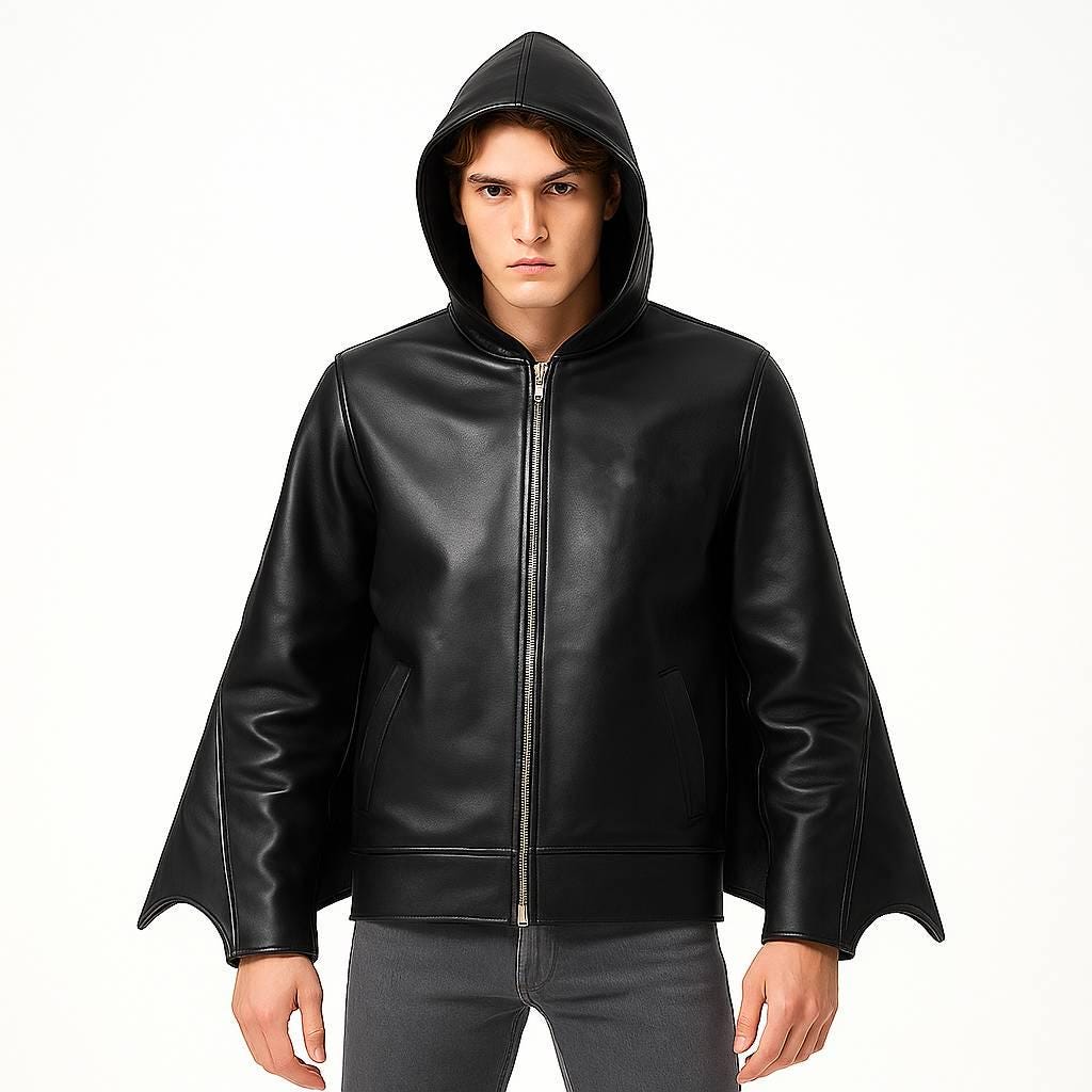 Gothic Batwing Faux Leather Hoodie: Halloween Vampire Costume - Etsy