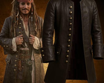 Vintage Dark Brown Leather Frock Coat: Steampunk Renaissance Cosplay