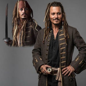 Men's Captain Jack Sparrow Pirate Coat, Vintage Trench, Steampunk Cosplay Outfit
