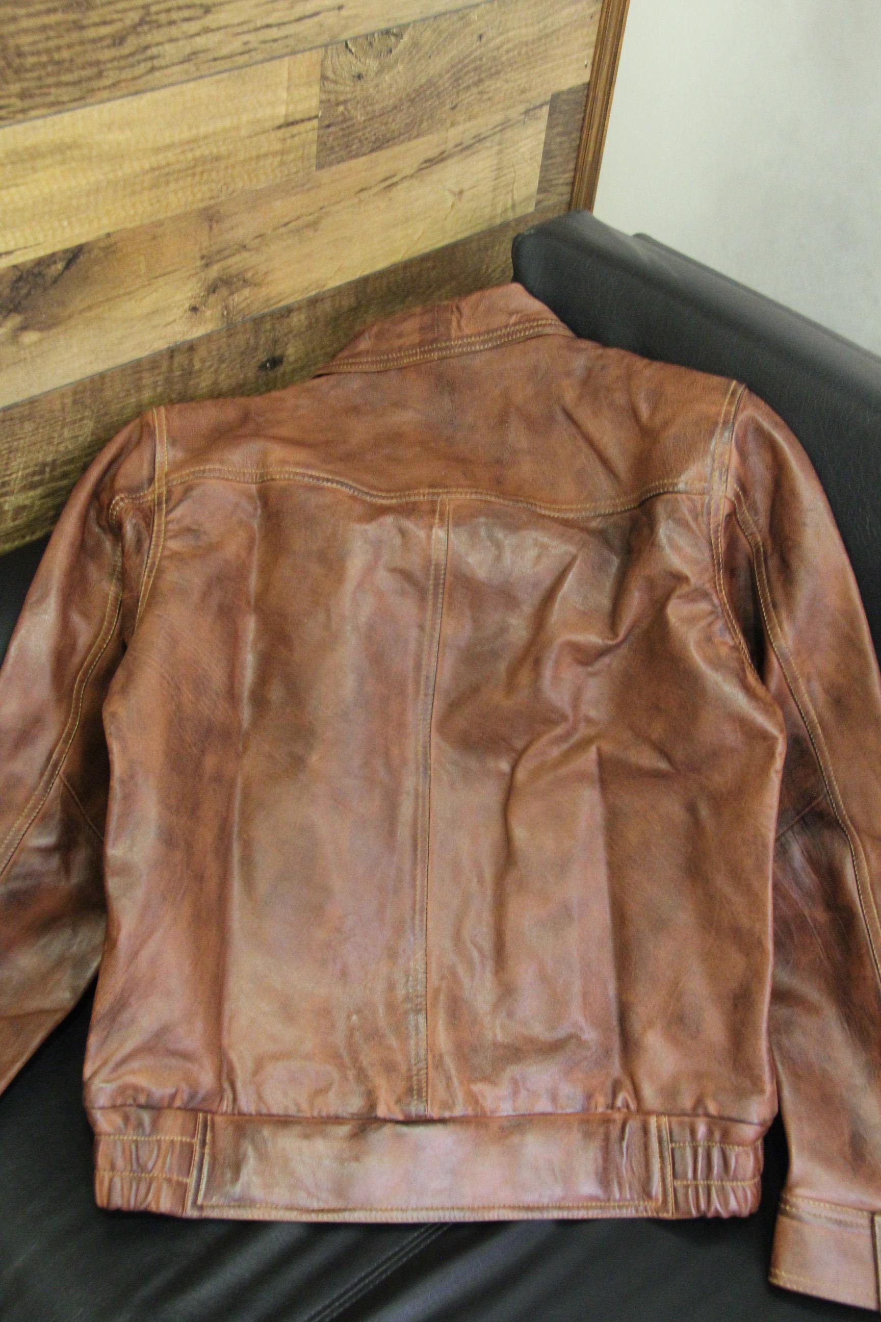 90s ビンテージ St.Michael オーバーサイズ レザーボンバーJKT 90年代風オーバーサイズレザーボンバージャケット：ハンドメイド