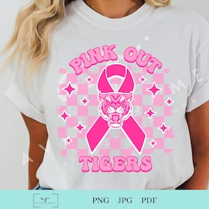 Tigers Team School Spirit Mascot, Tigers Pink Out, Breast Cancer Awareness, Football, Cheer, Sublimation, DTF, PNG