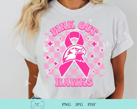 Hawks Pink Out Mascot, Breast Cancer Awareness (PNG, PDF, JPG)