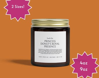 Princess Donut Candle Smells Like Royal Attitude, DCC LitRPG Inspired Gift, Funny Candle, Booktok, Gamer Book Lover Gift