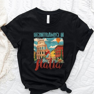 Camiseta de viaje a Italia – Camiseta &quot;Incontriamoci in Italia&quot; – Camiseta retro de vacaciones italianas – Camiseta del Coliseo de Roma – Regalo italiano para viajeros