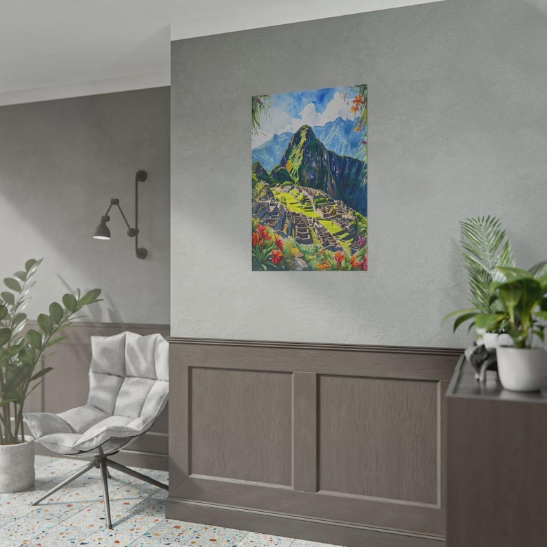 Machu Picchu Art Print, Watercolor Andes Mountains Painting, Peru ...